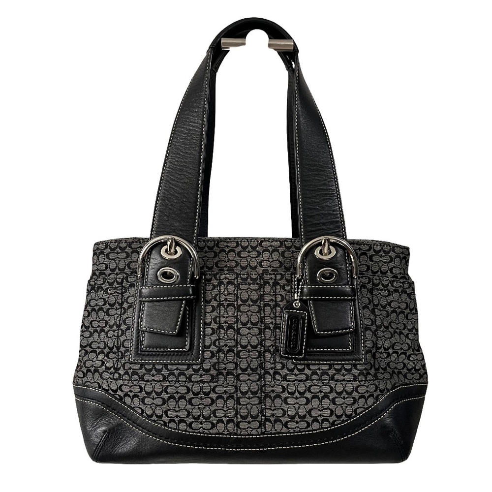 Coach Black and Gray Patterned Shoulder Bag